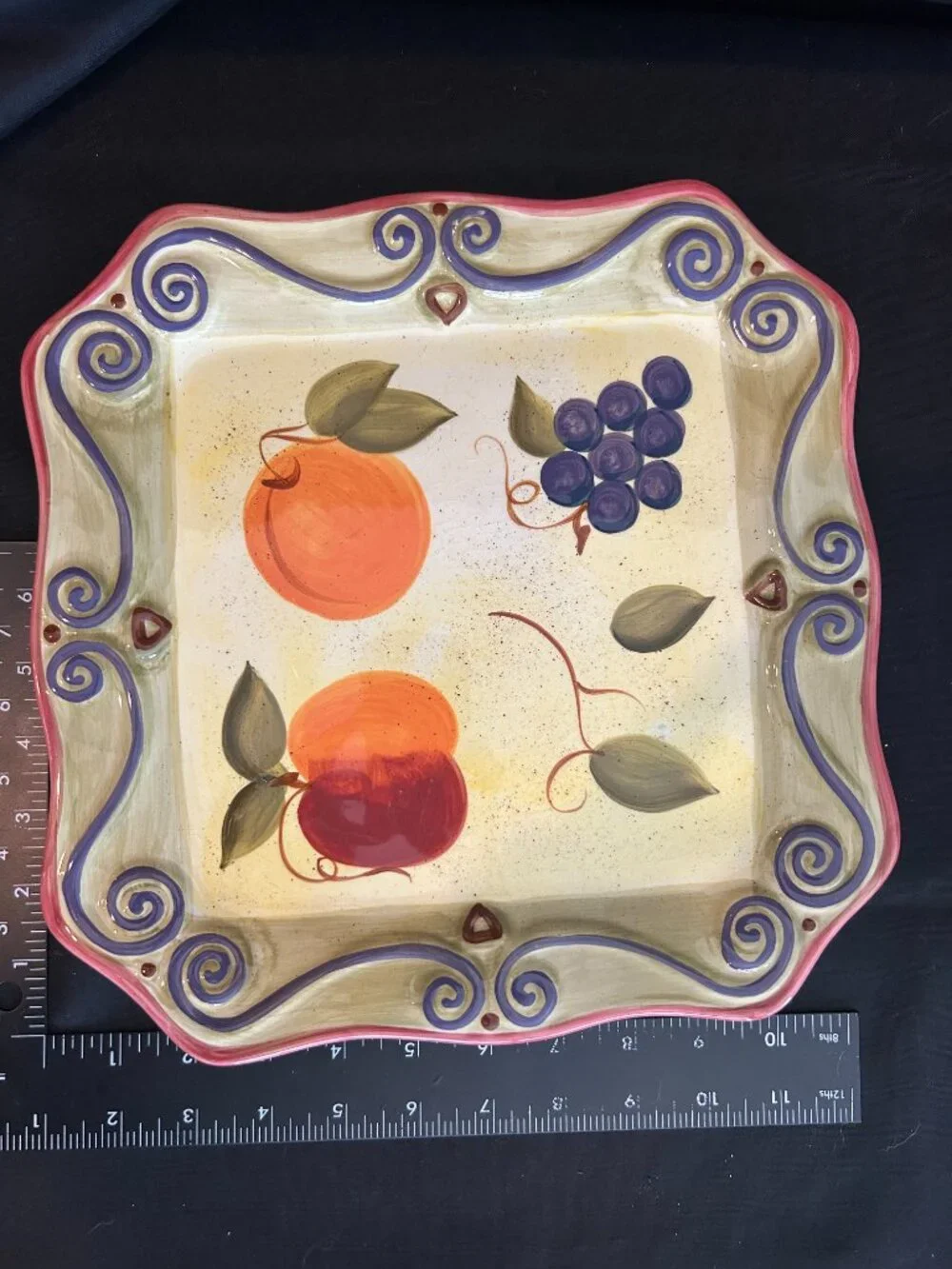 Medici Tabletops Unlimited Hand Painted Fruit Plates Lot of 5 - Tuscan Kitchen